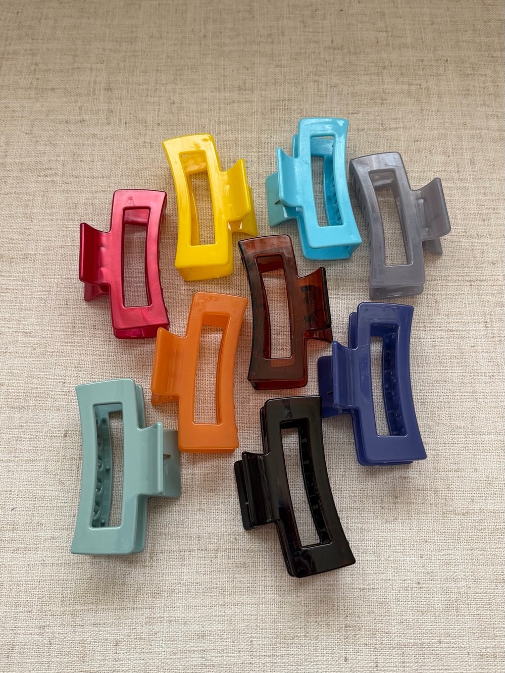 Colorful Rectangle Resin Hair Claw Clip Set